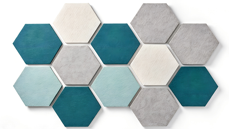 Felt hexagon designer wall tiles.