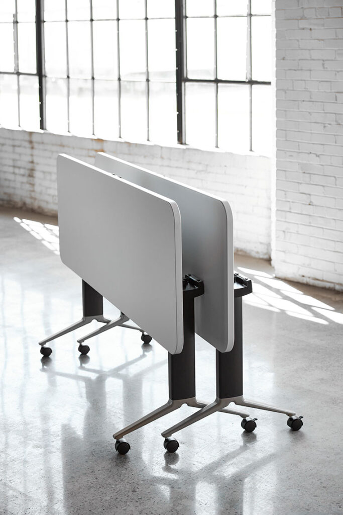 Folding training tables with wheels
